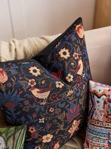 1 pieza/2 piezas Funda de almohada decorativa cuadrada, con patrón floral pastoril, adecuada para todas las estaciones, disponible en varios colores y tamaños, funda de almohada de tela jacquard multicolor de alta densidad, sin relleno de almohada, cierre con cremallera, aplicable para fiestas festivas, fundas de cojín de sofá, camas, salas de estar, oficinas, automóviles y como regalo. - pájaro negro - Ver 5
