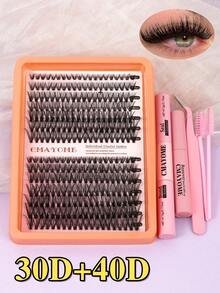 280片混合假睫毛套装，单根睫毛嫁接套装，D卷翘，浓密卷翘，交叉式30D/40D貂毛般柔软分段睫毛，9-16毫米混合睫毛套装 - 橘色 - 查看 2