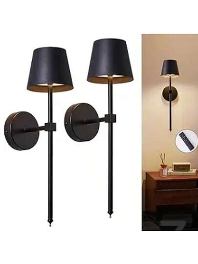 1/ Rechargeable Wand Lamp Set, Black, Magnetic Detachable Remote Control Verlichting Temperatures, Dimmable Wireless Bedroom, Living Room, Hallway Home Corridor Lighting, Elegante Lighting Fixture, Durable Material view 5