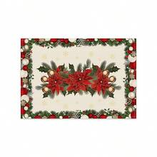 1/4/6 buc Covorașe de Crăciun, Covorașe cu imprimeu floral și plante în carouri, Covorașe de masă decorative antiderapante și termoizolante, Covorașe de masă pentru decorațiuni de petreceri, restaurante, bucătărie, Covorașe rafinate pentru cadouri de Crăciun