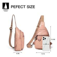 Sling Bag For Women Men Vegan Leather Crossbody Bags Fanny Pack Purse Backpack Over Shoulder Bag Travel Anti Theft,Vacation Essentials&Back-To-School Essentials - 粉色 - 查看 4