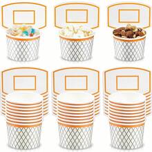 12 pahare de hârtie pentru gustări cu tematică de baschet - Pahare de hârtie de unică folosință în tematică de baschet, perfecte pentru decorațiuni de petrecere cu tematică de baschet, cadouri de ziua de naștere, pentru gustări și alimente mici. Pahare convenabile de unică folosință adaugă o atmosferă sportivă plină de viață petrecerilor cu tematică de baschet. - Multicolor - Vizualizare 11