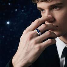 Stainless Steel For Galaxy Ring For Men - Cosmic Starry Night Design, Comfort Fit, Perfect For Engagement, Wedding, Or Valentine'S Day Gift, Wedding Jewelry |   Cosmic Design |   Durable Ring - 銀色 - 查看 5