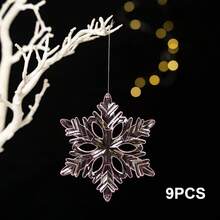 亚克力雪花挂饰 3 种款式水晶透明塑料圣诞树吊坠适用于圣诞节冬季雪景主题 DIY 装饰、新年派对、节日装饰、家居装饰
