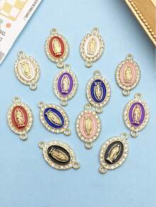 12 piezas de colgantes de Virgen María esmaltados de colores aleatorios, suministros para hacer joyas como pulseras y collares de bricolaje - Blanco - Ver 2