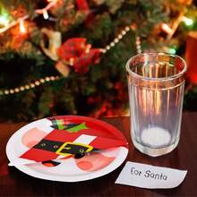 40/20/10 piezas Platos de papel navideños, platos de cena de 7/9 pulgadas con patrón de Papá Noel, vajilla para fiesta de Navidad, papel delgado impreso con cinturón navideño, platos y decoraciones de mesa navideños, suministros para fiestas festivas, vajilla navideña linda, adecuada para bodas, cenas de Navidad, fiestas, cumpleaños, picnics, barbacoas, Navidad, cocina, accesorios de cocina Navidad, decoraciones navideñas, pijamas navideños, regalos de Navidad, decoración navideña