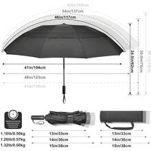 Paraguas de G4Free de 42//54/62 pulgadas, compacto, reversible, de viaje, con 10 varillas, resistente al viento y a la lluvia, doble capa, apertura y cierre automáticos - Plateado/Negro - Ver 9