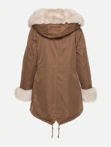 Parka Jacket With Hood And Detachable Fur Trims - Beige - View 7