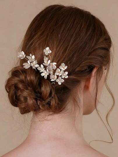 3 件手工新娘婚礼发夹白色花朵发夹婚礼发饰女士新娘伴娘