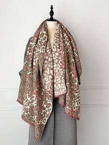 1pc Autumn And Winter New Style Imitation Cashmere Short-Staple Colored Leopard Print Scarf, Elegant And Warm Scarf For Women, Suitable For Daily Evening Dress, Travel, Wedding, Office Outer Wear As A Warm Shawl, And As A Festive Gift Choice