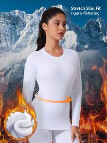 Women's Thermal Underwear, Thermal Lined Warm Base Layer Shirt For Autumn/Winter, Suitable For Outdoor Sports, Skiing, Hunting, Cold Weather
