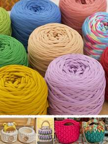1/3 Pcs T-Shirt Yarn, Woven Fabric Knitted Yarn, Used For Crocheting And Knitting Bags, Cushions, Dolls, Handicraft Crochet Projects - Multicolor - View 2