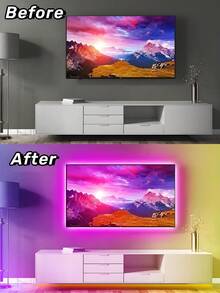 1pc Room LED Light Strip, Room Lamp, Decorative Lighting, 5050 RGB Light Strip 1m/3 Meters/5m/10m/20m, Color Changing String Lights, Cuttable Length, 3-Key Dynamic Speed Control, Dimmable, For Room Decor, Home Decor, Wedding Decor, Party Supplies, Bedroom, Kitchen, Party DIY, Room, Bathroom, Stairs, Kitchen, TV Backlight, Birthday, Easter Gift, Easy Installation, Holiday Party Supplies, Thanksgiving, Mother's Day - Multicolor - View 7