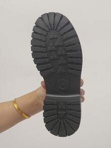 女士厚底坡跟一脚蹬鞋，优雅学院风纯金属装饰，女士乐福鞋 - 酒紅色 - 查看 7