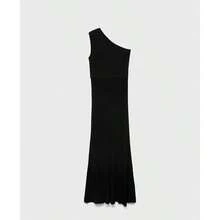 Mango Women's Asymmetrical Combined-Knit Dress | - Black - View 4