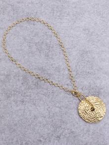 1 Pc Bohemian-Style Fashionable Statement Necklace With Multi-Layered Rings Textured Circular Metal Chain, Suitable For Women's Daily Wear And As Halloween Christmas Gifts