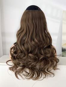 20英寸女士长款波浪卷发夹式接发，金色带深棕色挑染 - 摩卡棕 - 查看 7