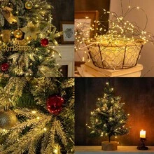 Luces de hadas de 8 modos, luces de decoración de árbol de Navidad de alambre de cobre verde, con control remoto, luces con forma de estrella para jardín, patio, fiesta al aire libre, boda, camping, Navidad, Acción de Gracias, cumpleaños, vacaciones, decoración de Halloween - Enchufe USB - Ver 8