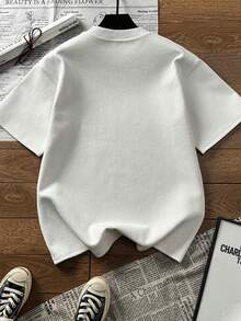 Heart Print Short Sleeve T-Shirt, Casual Loose Versatile Fashion Top, New Summer Collection White - White - View 8