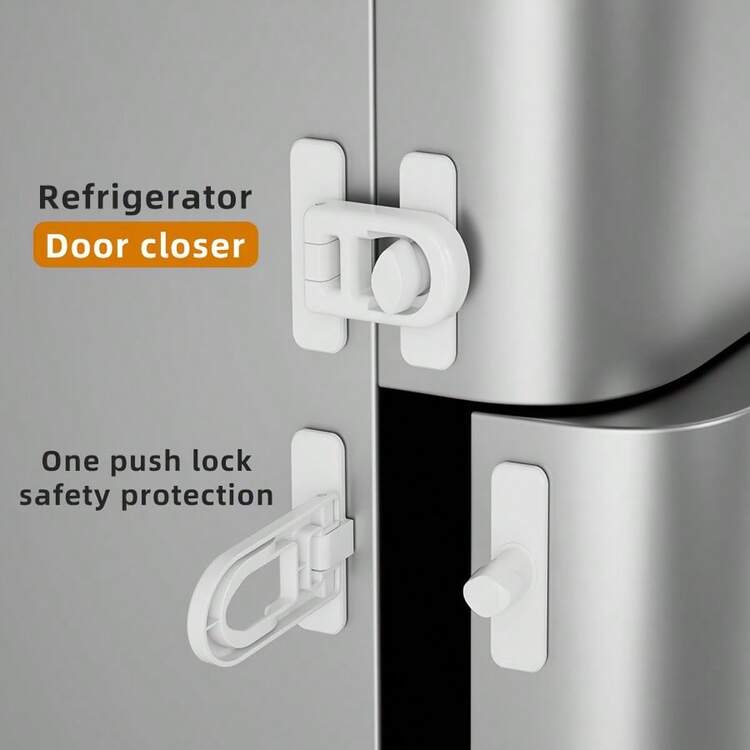 2pcs Universal Fridge & Freezer Door Lock, Multi-Functional Safety Latch, Easy Installation, No Electricity Or Battery Required - Multicolor - View 2
