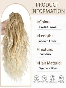 Kids Synthetic Ponytail Clip In Ponytail Extensions Kids Ponytail 14 Inch Small Scratch Water Ripple Ponytail Wig, Suitable For Daily Wear - Multicolor - View 3