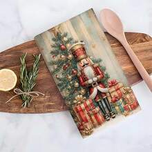 2 pièces/100 pièces Figurines de casse-noisette de Noël et serviettes à motif sapin de Noël, convenant pour salles à manger, cuisines, salles de bain, décoration quotidienne, fête familiale quotidienne, décoration de la maison et articles ménagers aux couleurs vives. Peut être offert en cadeau.