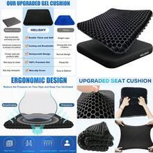 MX    Gel Wheelchair Seat Cushion For Long Sitting Cooling Office Chair Cushion For Sciatica Back Pressure Sore Tailbone Pain Relief Soft And Breathable Butt Pillow With NonSlip Cover For Wheelchair - 黑色 - 查看 1