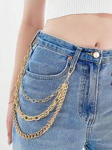 1 Piece Of Metal Multi-Layer Industrial Style Pants Chain, Cool Street Trouser Chain, High-End Adult Waist Chain, High-End Punk Boyfriend Style Matching, Personalized Accessories For Men And Women Jeans, Hip-Hop Accessories Gifts,Suitable For Spring,Summer,Autumn,Winter,Return To School,Back-To-School, Christmas, Halloween, Thanksgiving, Children's Day, Teacher's Day, New Year's Birthday Gifts Decorate For Good Friends