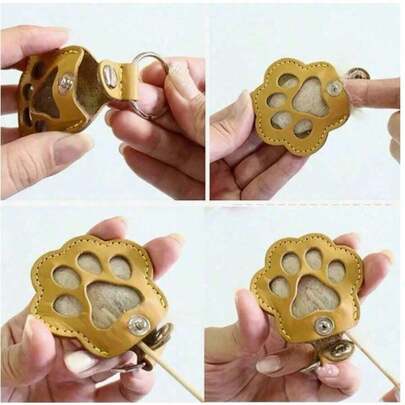 حافظة جلدية تذكارية لتخزين شعر الحيوانات الأليفة، حافظة جلدية لتخزين شعر الحيوانات الأليفة، حافظة تذكارية لتخزين شعر القطط والكلاب متعددة الوظائف وقابلة للحمل - حافظة مفاتيح متعددة الوظائف للقطط والكلاب، حافظة مفاتيح تذكارية لشعر الحيوانات الأليفة