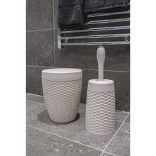 Imitation Rattan Dual-Use Bathroom Round Rotating Trash Can And Injection Molded Toilet Brush Set - Calico Linen - View 1
