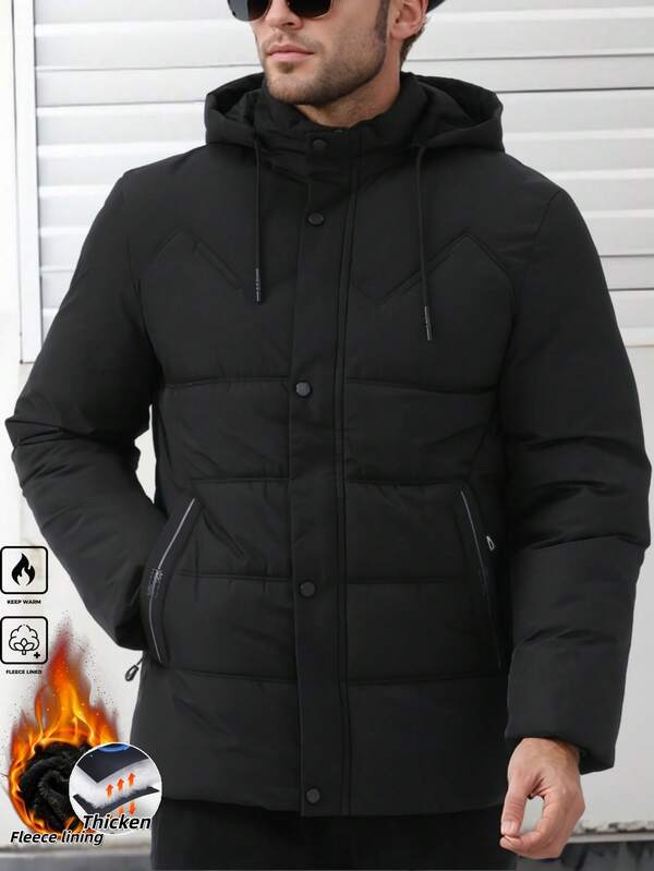 Men's Outdoor Casual Sports Jacket With Large Pockets & Detachable Hood, Thick Plush Lined Jacket, Suitable As Gift For Boyfriend, Husband, Father