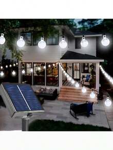 Đèn dây LED năng lượng mặt trời hình cầu pha lê 20/30/50/100/200 bóng, dài 16.4/22.9/39.3ft, trang trí ngoài trời cho Halloween, Giáng sinh, Lễ Tạ ơn, Đám cưới, Tiệc vườn - Màu trắng ấm, đổi màu, màu trắng trơn, chống nước IP44 - Nhiều màu - Xem 12