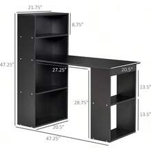 HOMCOM Modern Home Office Desk With 6-Tier Storage Shelves, 47 Writing Desk With Bookshelf, White - màu đen - Xem 8