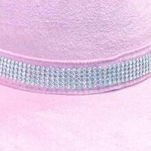 Rodeio Cowntry Suede Hat With Shiny Rhinestone Crystal Band - Hồng nhạt - Xem 3