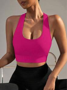 Yefecy Women's High Impact Seamless Padded Sports Bra, Suitable For Yoga, Fitness, Running And Workout Spring - Màu Hồng Tươi - Xem 3