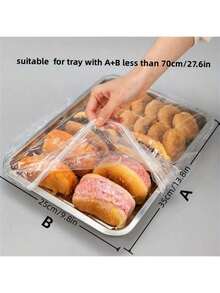 20/50pcs Clear Plastic Food Cover For Trays: Suitable For A+B Size Trays With Dimensions Less Than 70cm/27.6in Back To School - Multicolor - View 2