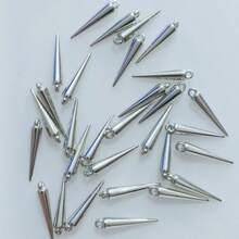 20/100pcs Cone-Shaped Long Spike Pendants, DIY Necklace Bracelet Earring Keychain Jewelry Making, Cool Style For Men And Women - Silver - View 1