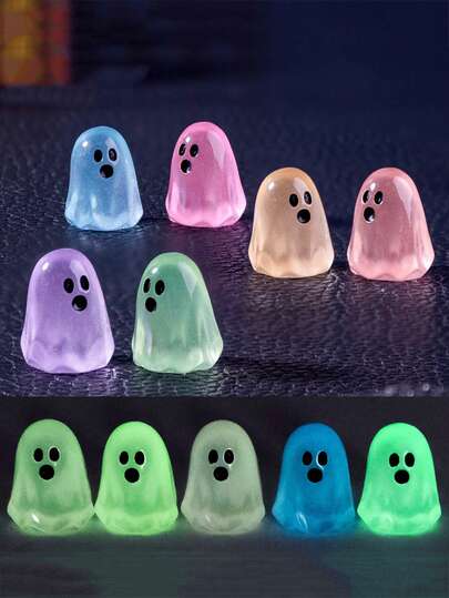 5 件创意夜光迷你鬼魂装饰 DIY 套装、微型景观万圣节装饰、桌面装饰、节日/生日/万圣节礼物