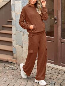 PRETTYGARDEN Women's  Spring Fall  Sweatsuits 2 Piece Sets  Outfits Lounge Matching Hoodie Set Travel Going Out Outfits Track Suits Winter Clothes New Years Valentine Vacation Outfits For Women Sweatsuit Set Women - 磚紅色 - 查看 4