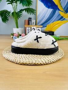 Chinelos Térmicos Femininos, Novos Sapatos de Maternidade Quentes e Antiderrapantes, Design Fofo com Laço, Uso Doméstico Interno, Inverno, Sapatos Peludos