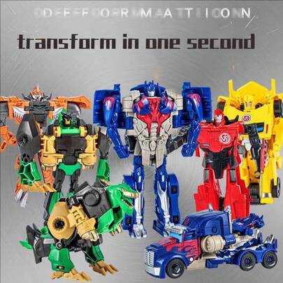 1件恐龙变形汽车玩具 - 手动碰撞激活恐龙汽车变形，无需电池，材质：积木变形金刚，变形积木，变形玩具，男孩动作玩偶，变形玩具，瞬间变形