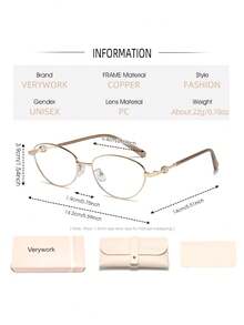 1副 Verywork 金属椭圆形镜框透明镜片眼镜，复古休闲基础款奢华品牌设计师男女通用时尚透明眼镜，适合户外活动、驾驶、购物、高尔夫、商务休闲等场合，是理想的礼物之选。 - 無色 - 查看 6