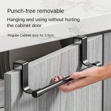 Suporte para toalhas de porta de armário (1 unidade) - Gancho compacto sem furos, ideal para cozinha, banheiro e armários - Perfeito para pendurar toalhas e panos de prato - Fácil instalação, organização de cozinha, armazenamento no banheiro, acessórios modernos para casa, utensílios de cozinha - Multicolorido - Ver 4