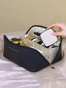 1pc Travel Makeup Bag, Portable PU Leather Cosmetics Storage Bag For Makeup, Skincare, Perfume, Jewelry, Necklace, Ring, Christmas Gift, Halloween Gift - Multicolor - View 14