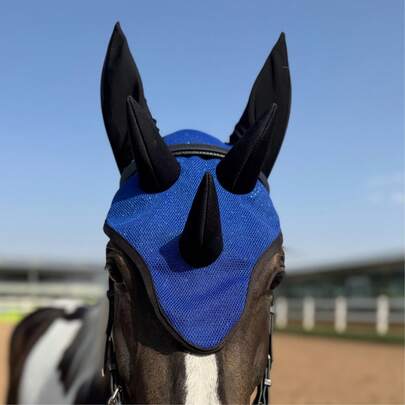 Very Special Dragon Horn Horse Earmuffs, Made Of Sparkling Mesh Fabric, Best Equipment To Show Off When Traveling With Horses For Holidays Like Easter And Christmas!