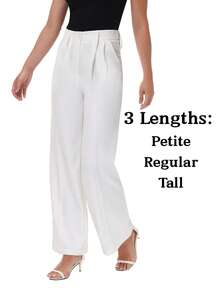 Women's Petite/Regular/Tall 3 Lengths Wrinkle-Free Flowy Office Dress Pants Slacks Breathable Workout Casual Wide Leg Stretchy High Waist Business Trousers - trắng - Xem 5