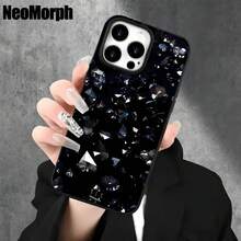 Fundas y carcasas protectoras para teléfono con diseño de flash negro y orificios grandes. Compatibles con phone 16 Pro Max, 16, 15 Pro, 14, 14 Plus/14 Pro Max, 13, 13 Pro, 12 Pro, 11/11 Pro. Regalos para cumpleaños y festividades - Negro - Ver 3