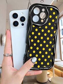 Funda de puntos amarillos trendy, fabricada en material suave anti caídas, antichoque y resistente a arañazos, accesorios móviles resistentes a la suciedad y duraderos, Compatible con iPhone 16ProMax/16E/16Pro/16Plus/16/15ProMax/15Pro/15Plus/15/14ProMax/14Pro/14Plus/14/13ProMax/13Pro/13/13Mini/12ProMax/12Pro/12/12Mini/11ProMax/11Pro/11/XSMAX/XR/X - Transparente - Ver 5
