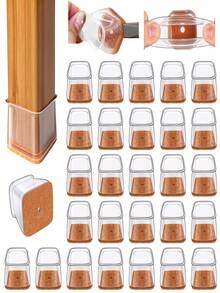 4/16/36 件方形椅腿地板保护垫，硬木地板家具垫，椅腿家具滑块，椅子矩形地板保护垫，硅胶椅腿盖，保护地板和桌腿，防刮降噪（浅棕色） - 淺棕色 - 查看 10