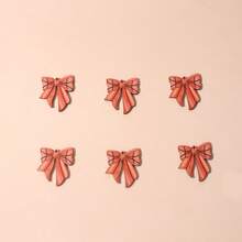 6 piezas Accesorios con decoración de lazo vintage desgastado, colgante de joyería elegante, materiales DIY para aretes, collares y adornos colgantes en naranja y blanco